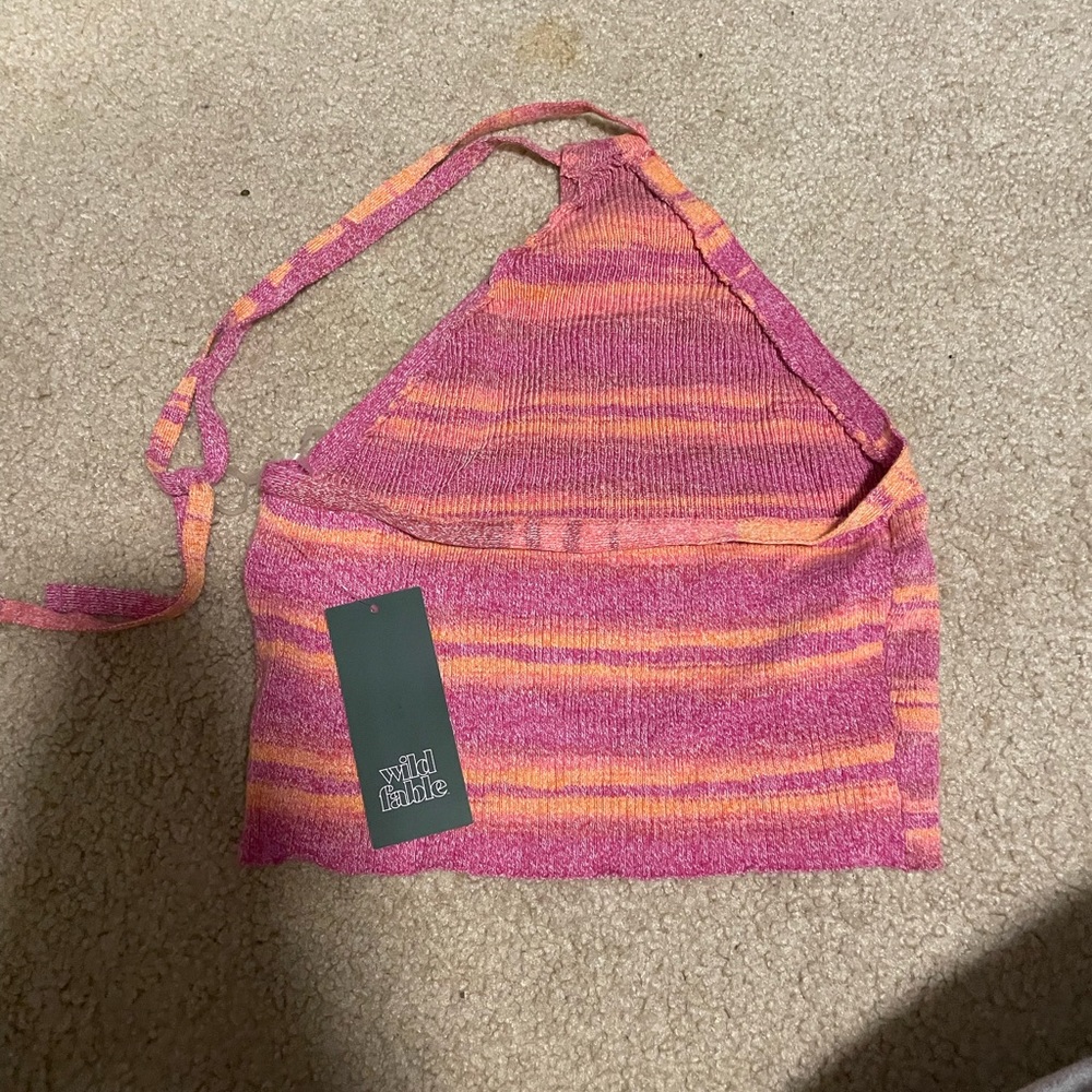 Striped tie halter top